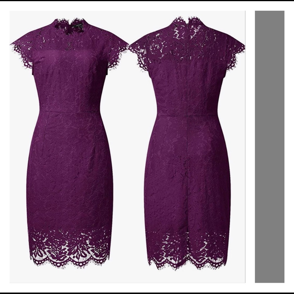 NWT Plum Floral Lace cocktail dress - Picture 2 of 7